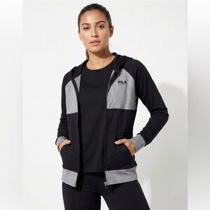 Fila Sport Zip-Up Hoodie - Black & Heather Gray Colorblock